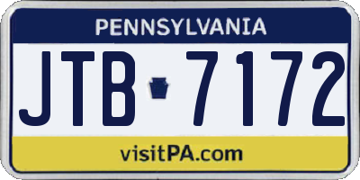 PA license plate JTB7172