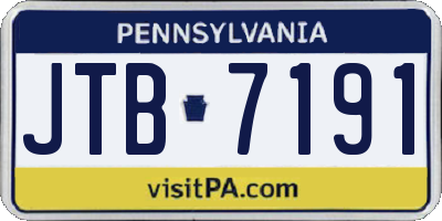 PA license plate JTB7191