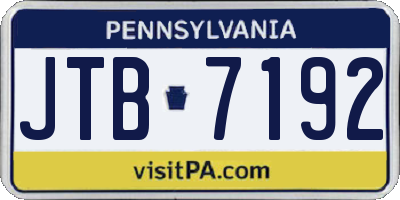 PA license plate JTB7192