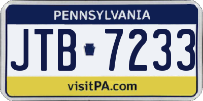 PA license plate JTB7233