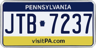 PA license plate JTB7237