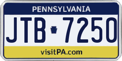 PA license plate JTB7250