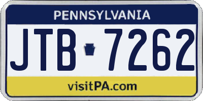 PA license plate JTB7262