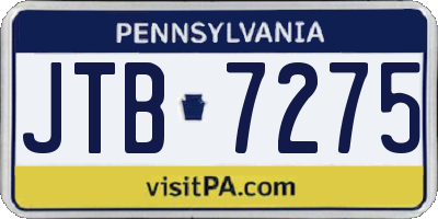PA license plate JTB7275