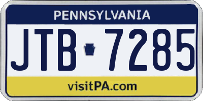 PA license plate JTB7285