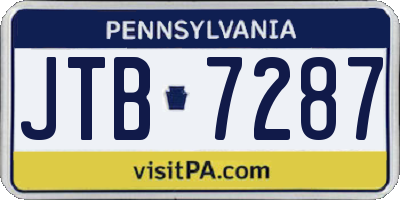 PA license plate JTB7287