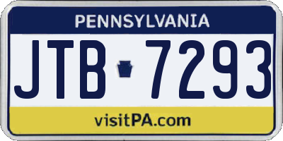 PA license plate JTB7293