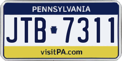 PA license plate JTB7311