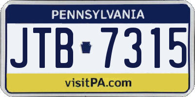 PA license plate JTB7315