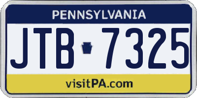 PA license plate JTB7325