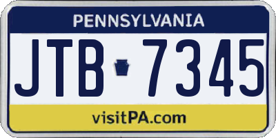 PA license plate JTB7345