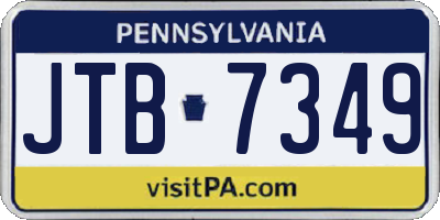 PA license plate JTB7349