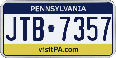 PA license plate JTB7357
