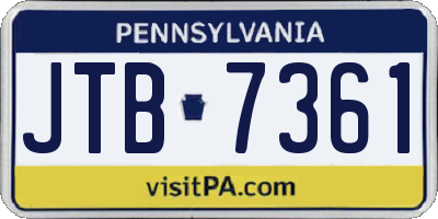 PA license plate JTB7361