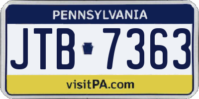 PA license plate JTB7363