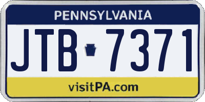 PA license plate JTB7371