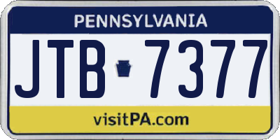 PA license plate JTB7377