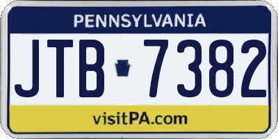 PA license plate JTB7382