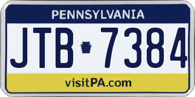PA license plate JTB7384
