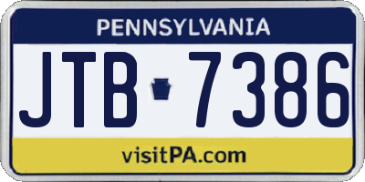 PA license plate JTB7386