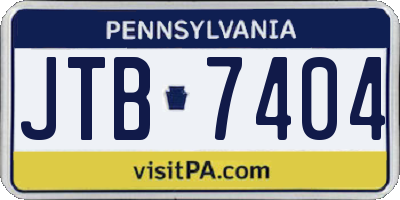 PA license plate JTB7404