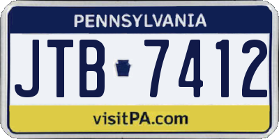 PA license plate JTB7412