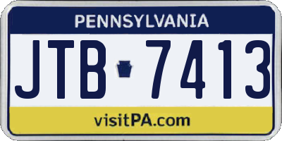 PA license plate JTB7413