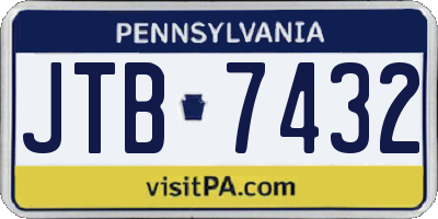 PA license plate JTB7432