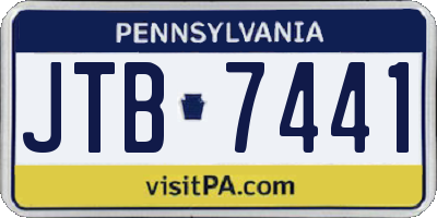 PA license plate JTB7441