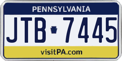 PA license plate JTB7445