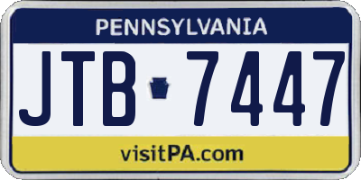 PA license plate JTB7447