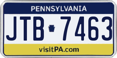 PA license plate JTB7463