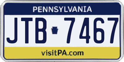 PA license plate JTB7467