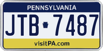 PA license plate JTB7487