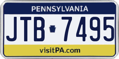 PA license plate JTB7495