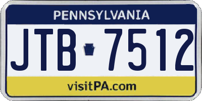 PA license plate JTB7512