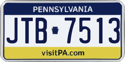 PA license plate JTB7513