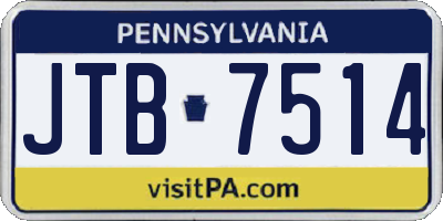 PA license plate JTB7514