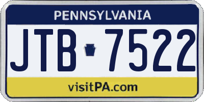 PA license plate JTB7522
