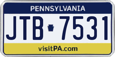 PA license plate JTB7531