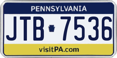 PA license plate JTB7536