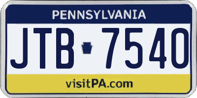 PA license plate JTB7540