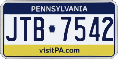 PA license plate JTB7542