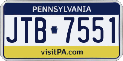 PA license plate JTB7551