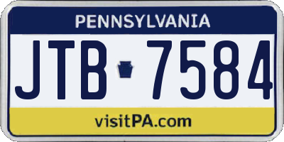 PA license plate JTB7584