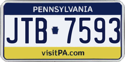 PA license plate JTB7593