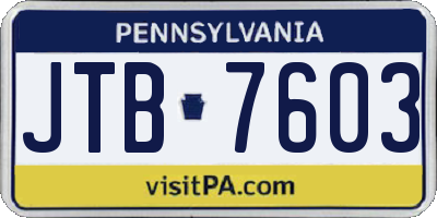 PA license plate JTB7603