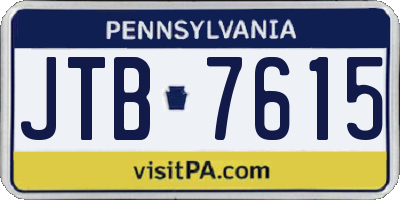 PA license plate JTB7615