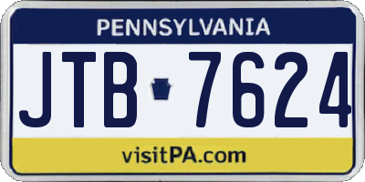 PA license plate JTB7624