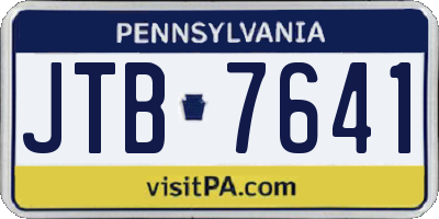 PA license plate JTB7641